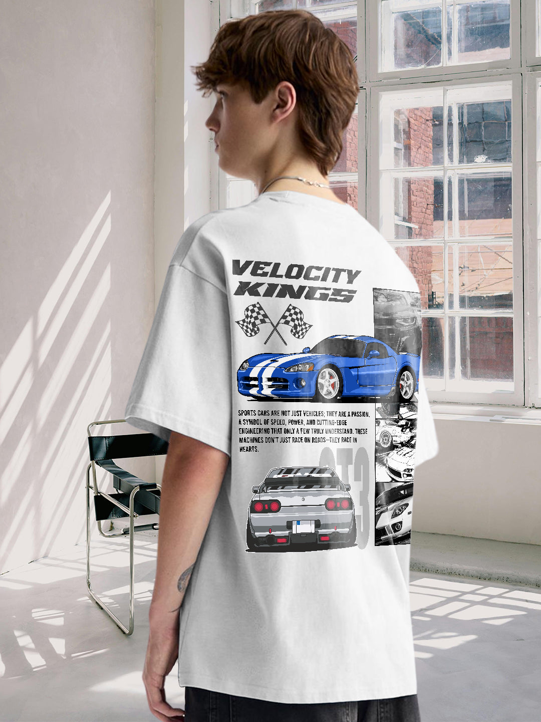 Velocity Kings Men Graphic Printed Oversized T-Shirt