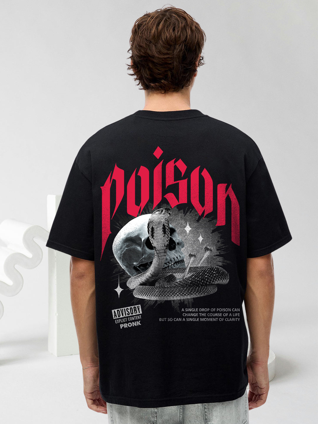 Poison Men Graphic Printed Oversized T-Shirt