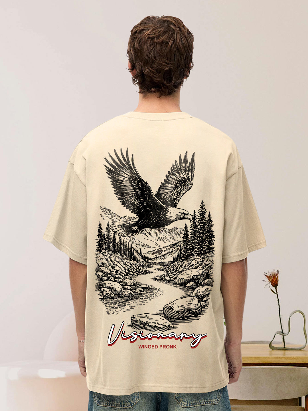 Visionary Men Graphic Printed Oversized T-Shirt