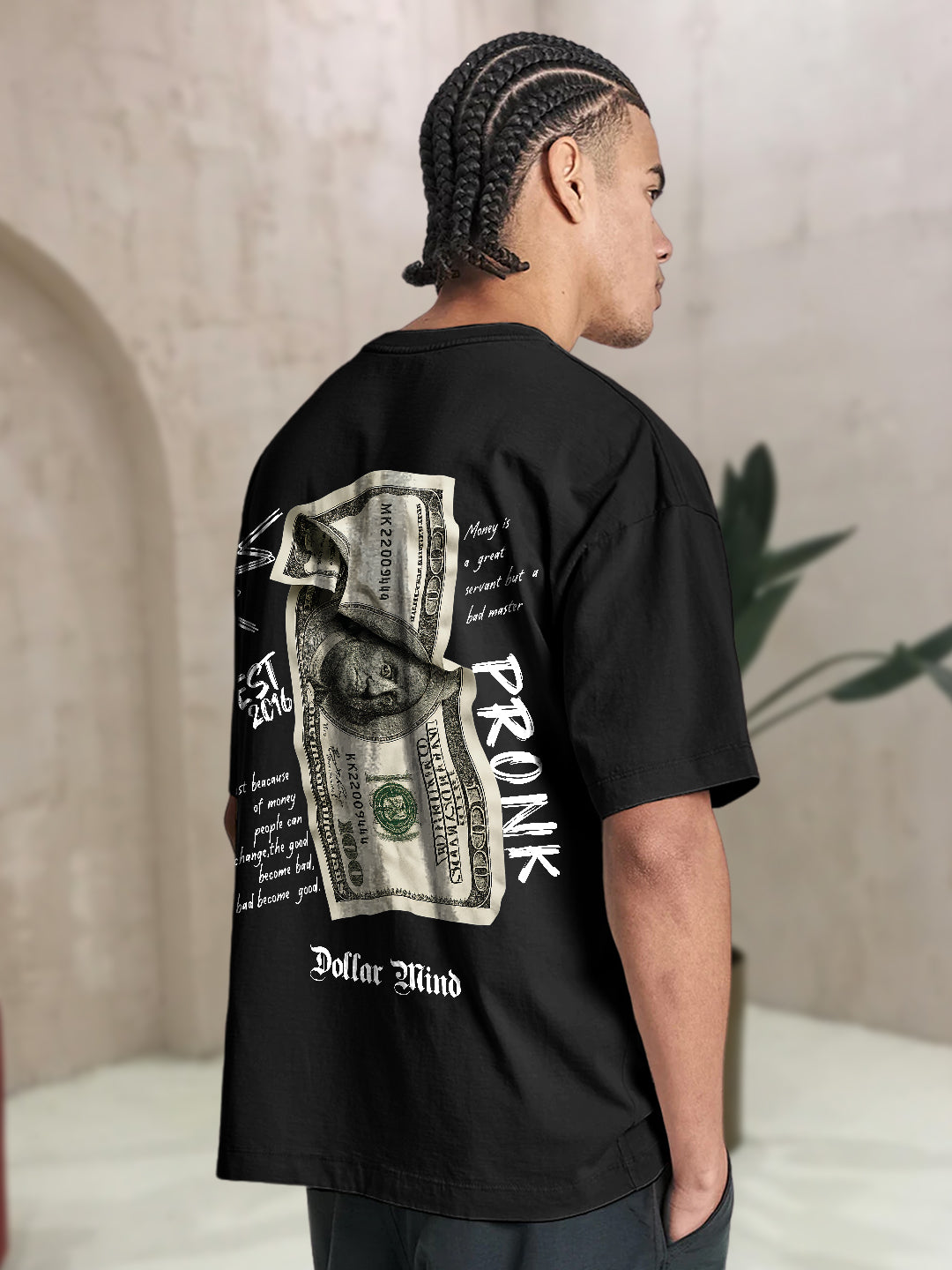 Dollar Mind Men Printed Oversized T-Shirt