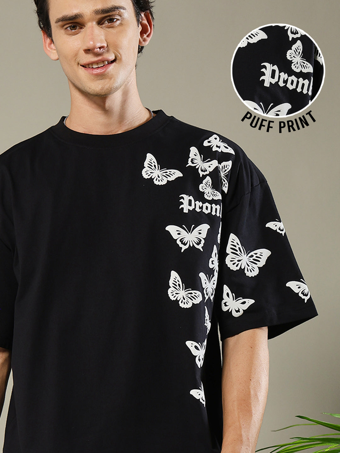 Butterfly Puff Printed Men Oversized T-shirt