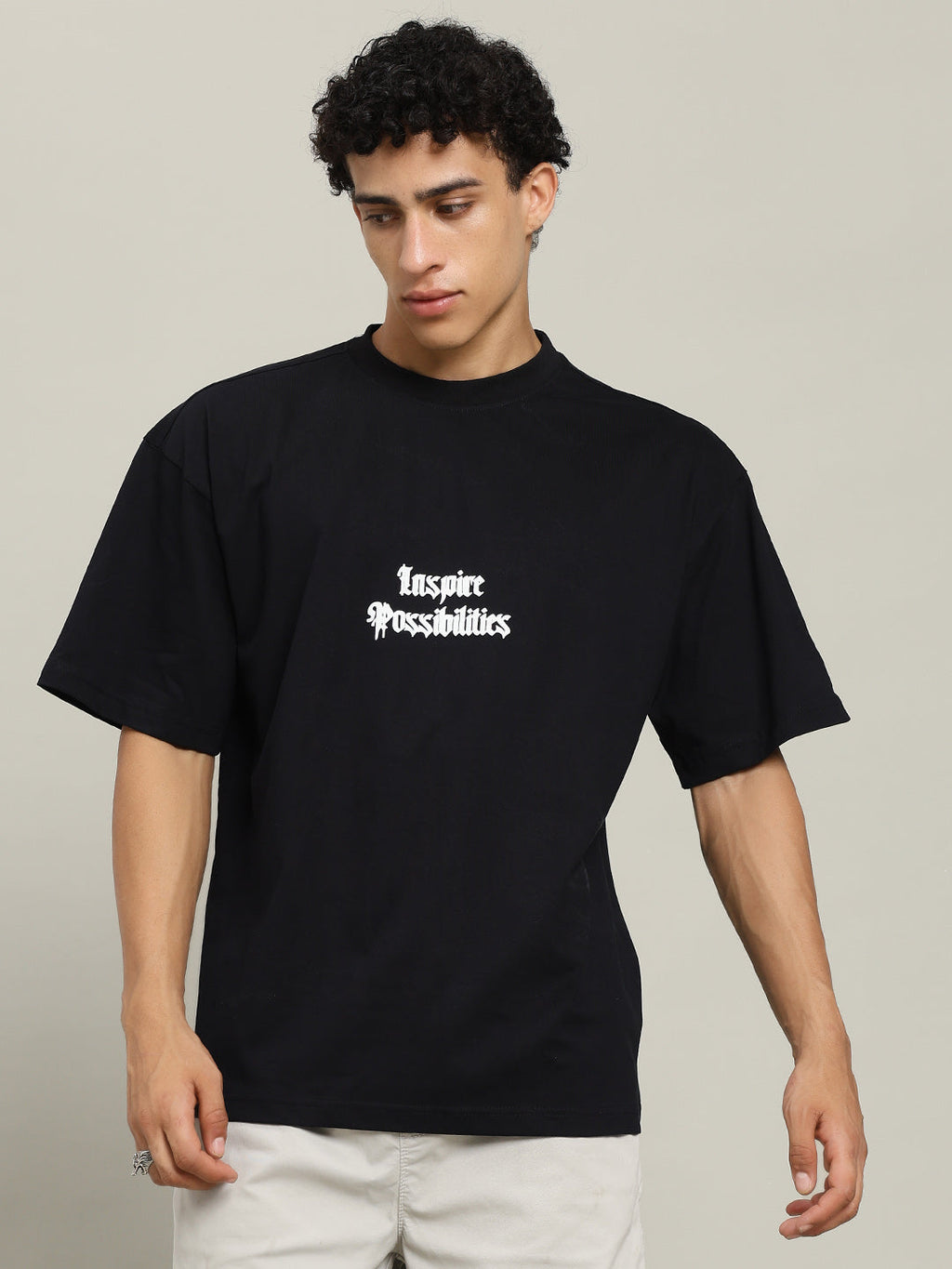 Inspire Possibilities Puff Printed Men Oversized T-shirt