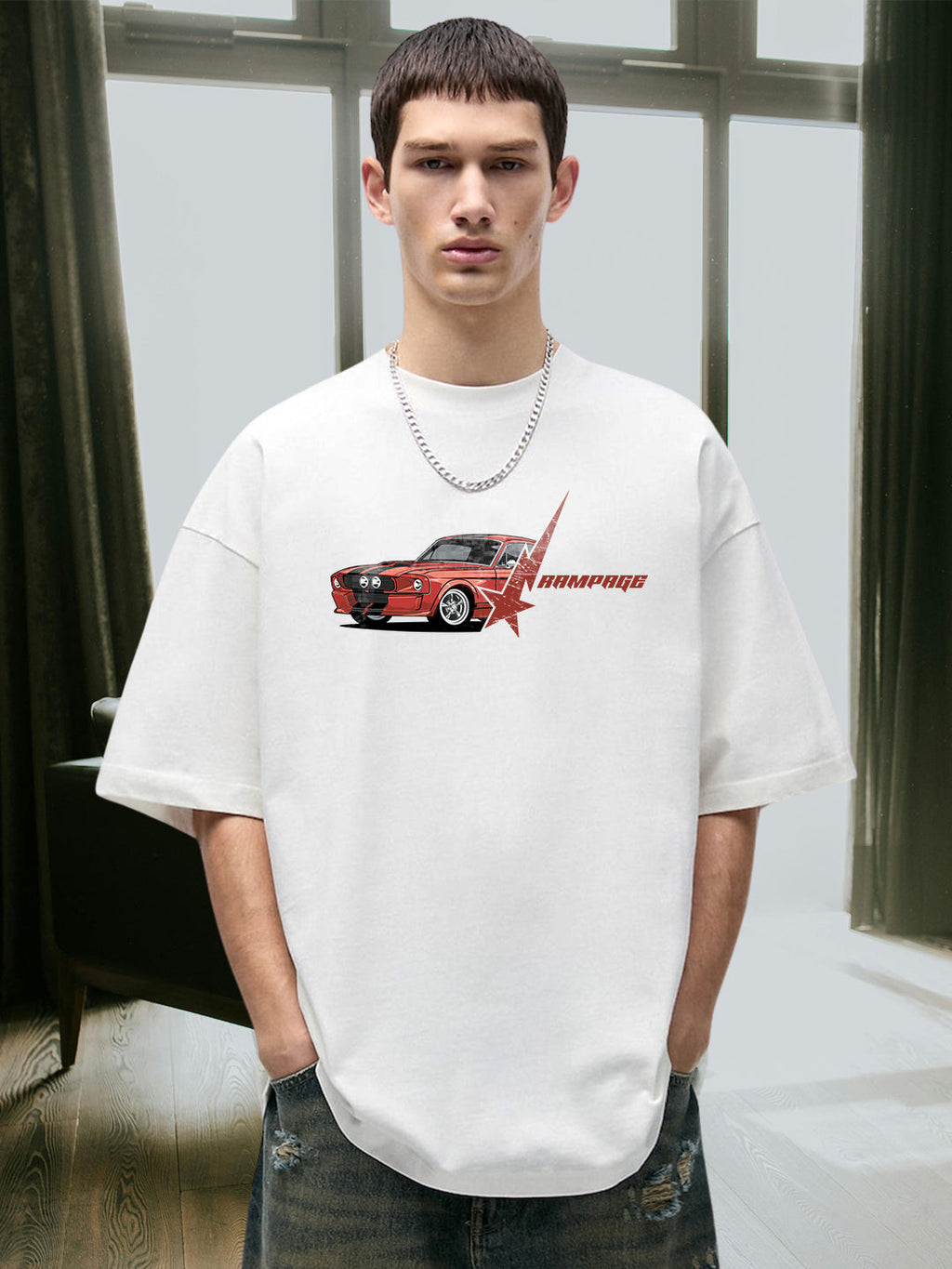 Rampage Men Graphic Oversized Printed T-Shirt