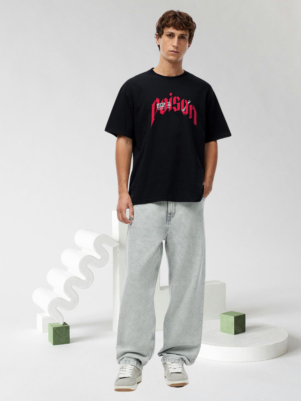 Poison Men Graphic Printed Oversized  T-Shirt