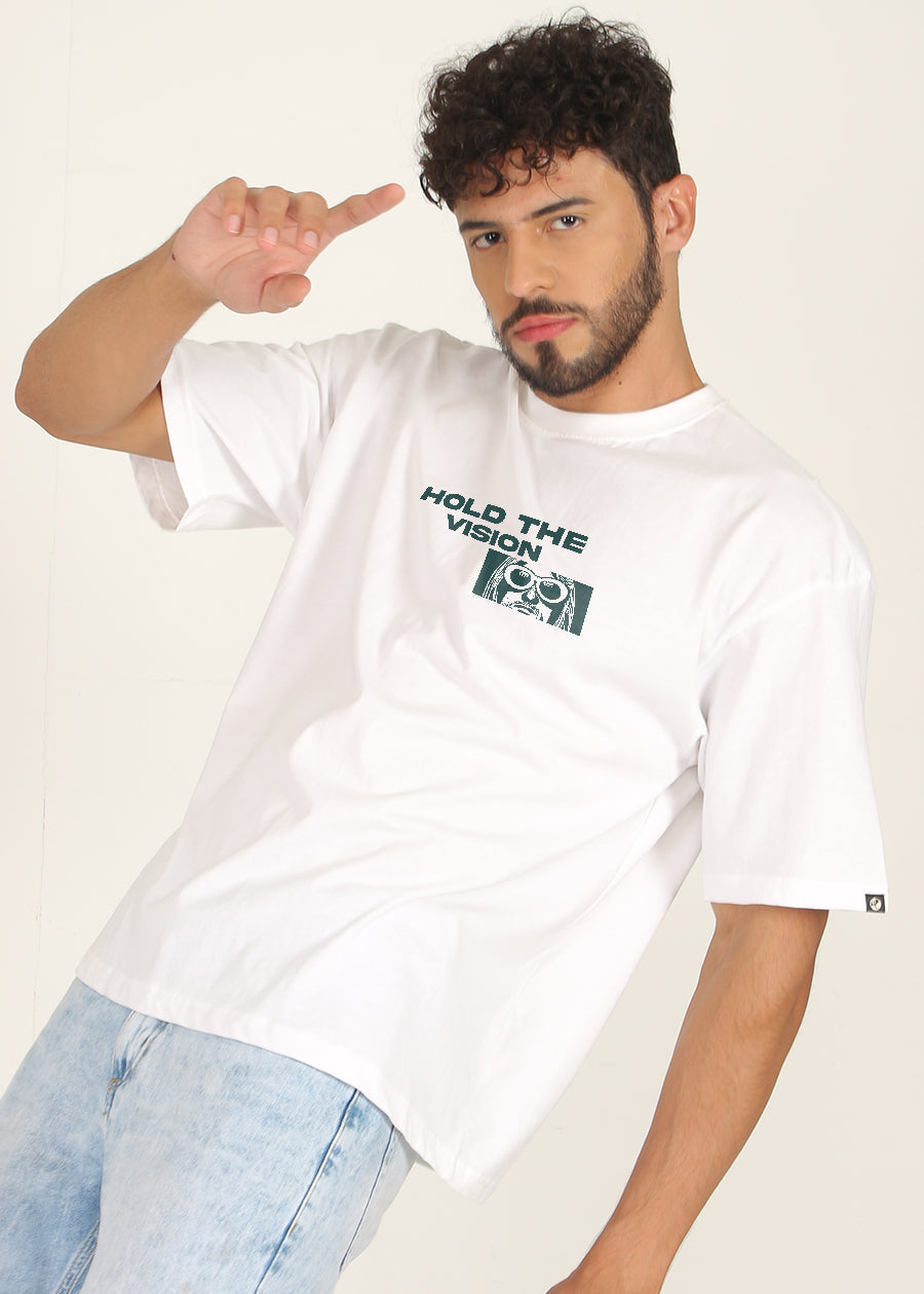 Hold The Vision Men Oversized Printed T-Shirt