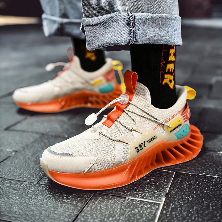Men Running Shoes Slip on Blade Mesh Fashion Sneakers Athletic Tennis Sports Shoes