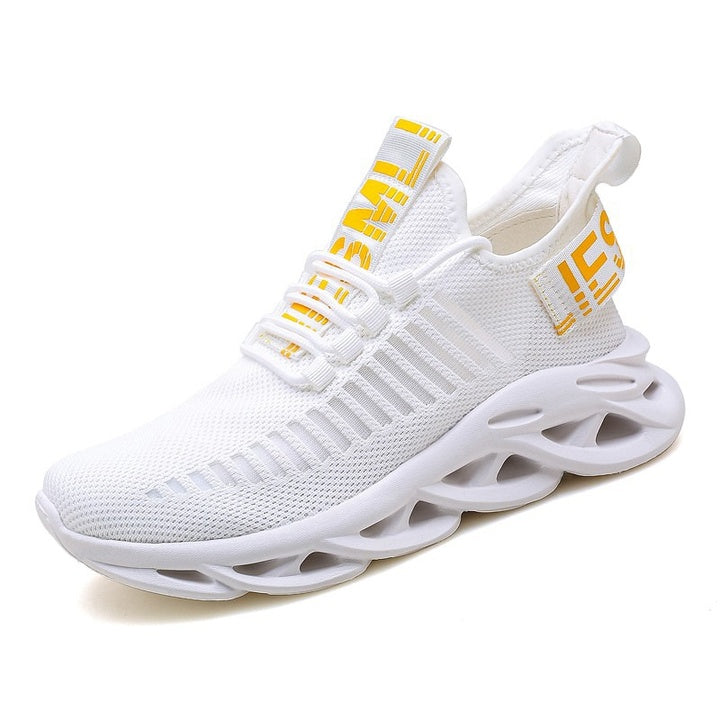 2025 High Quality Men's Flying Woven Sports Shoes Trendy Blade Running Shoes Large Size 46 Light Weight Lace-Up for Autumn