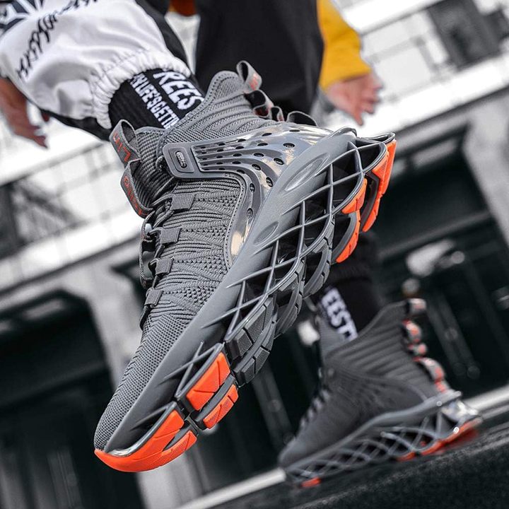 Men's Fashion Trend Winter Running Shoes Non-Slip Athletic Tennis Sneakers Blade Type with Mesh Lining Hip Hop Style