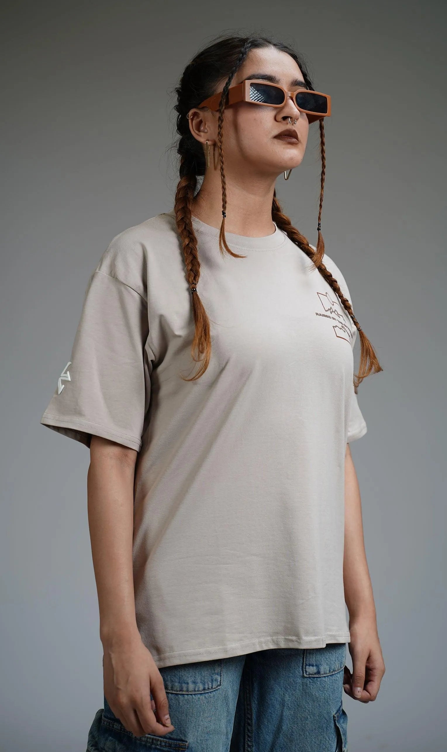 Zostel Keeping It Wild Beige Oversized T-shirt