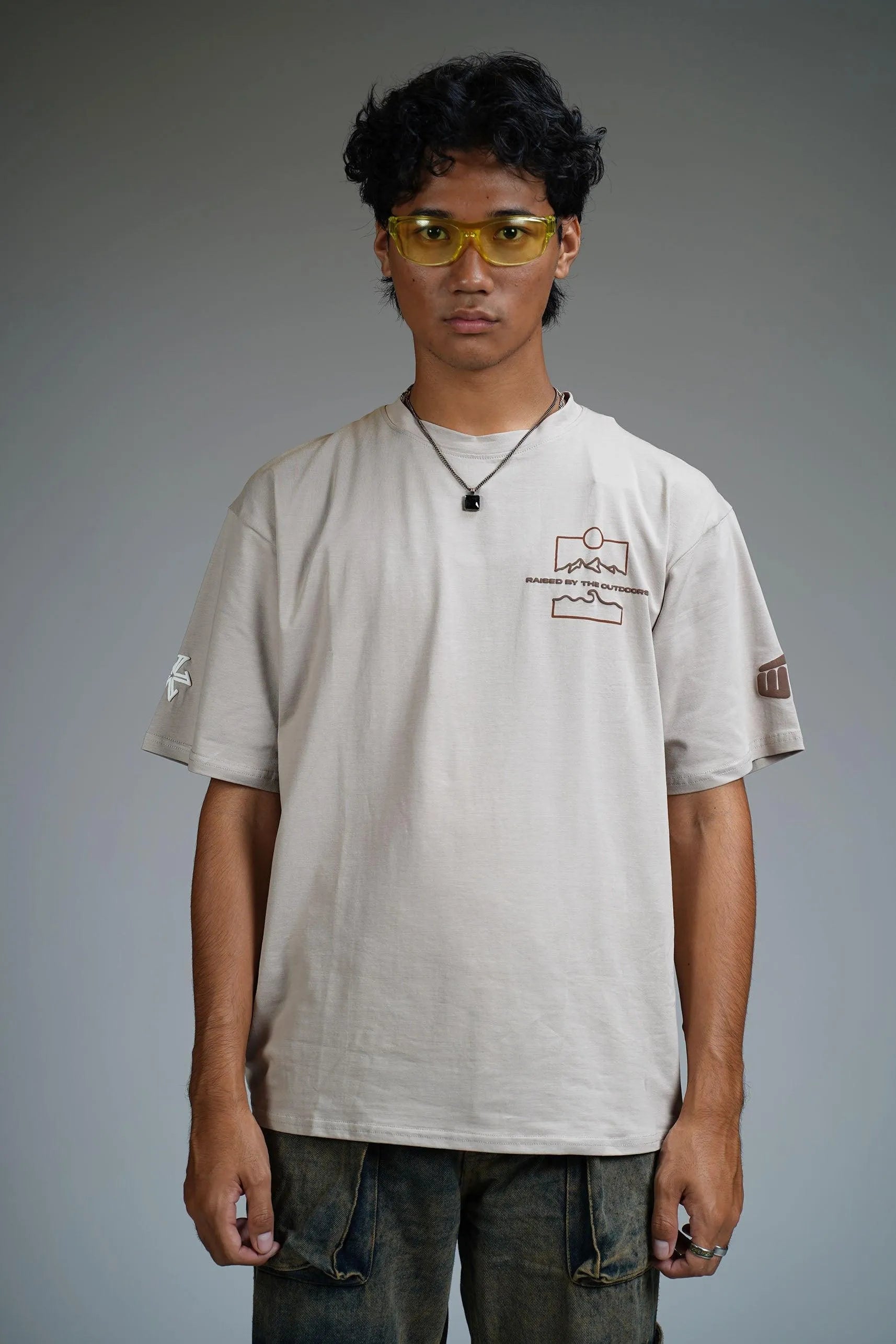 Zostel Keeping It Wild Beige Oversized T-shirt