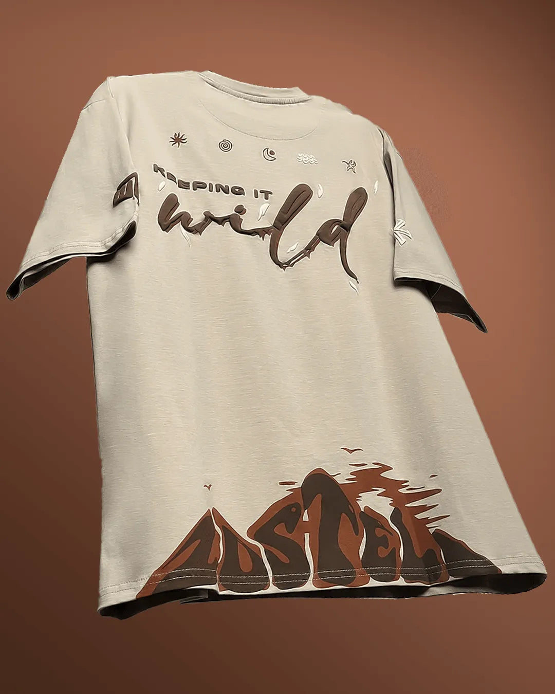 Zostel Keeping It Wild Beige Oversized T-shirt