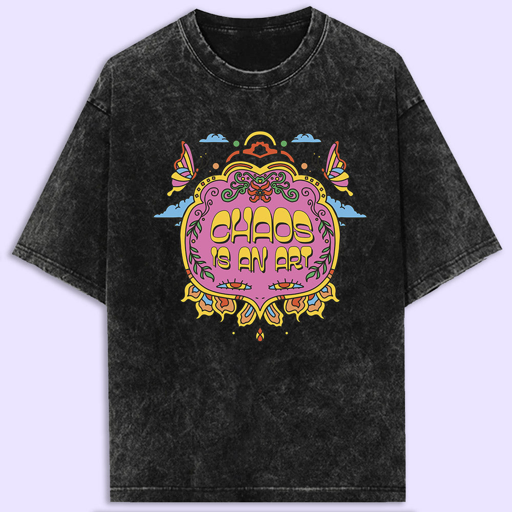 Chaos Is An Art Acid Wash Oversized T-Shirt