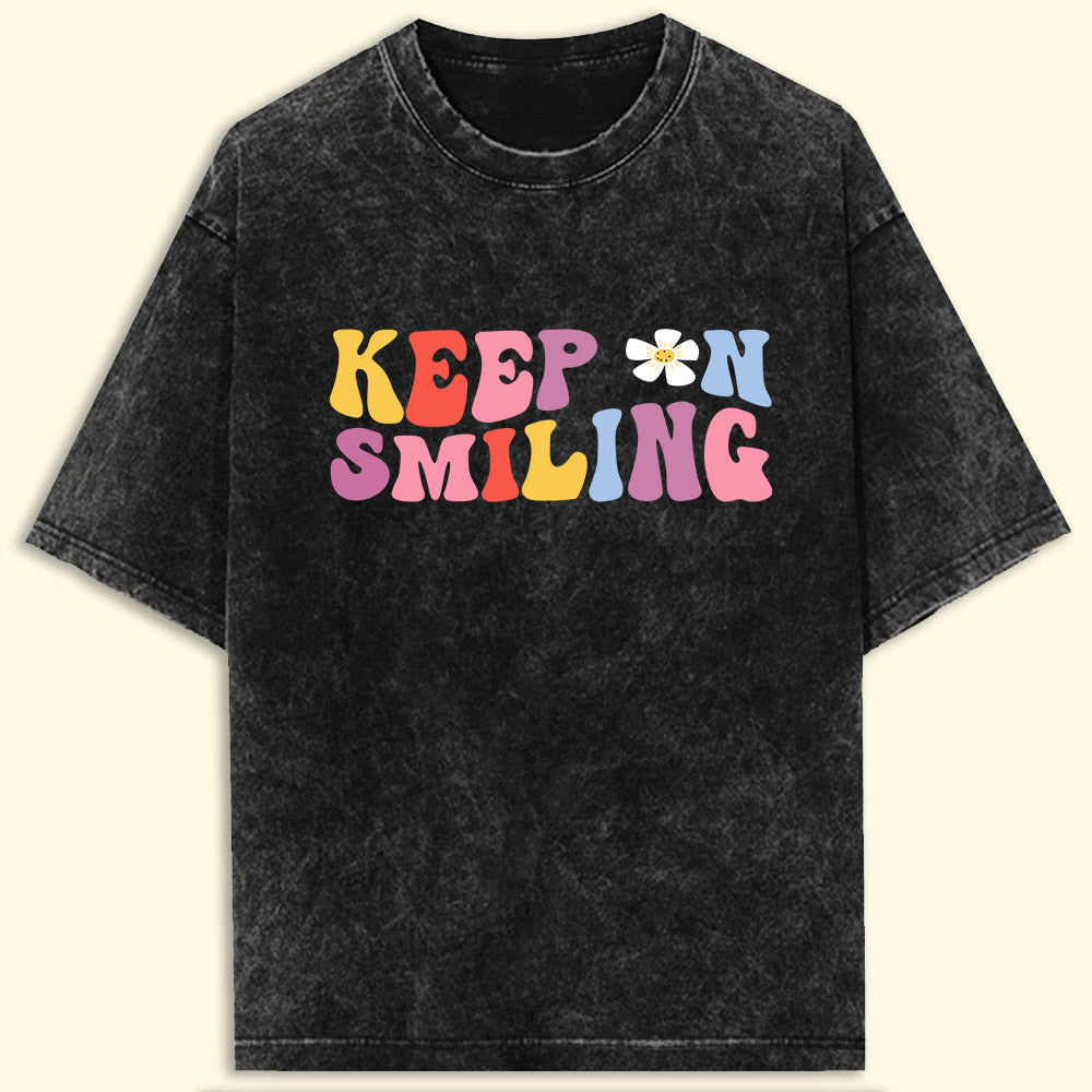 Keep On Smiling Acid Wash Oversized T-Shirt