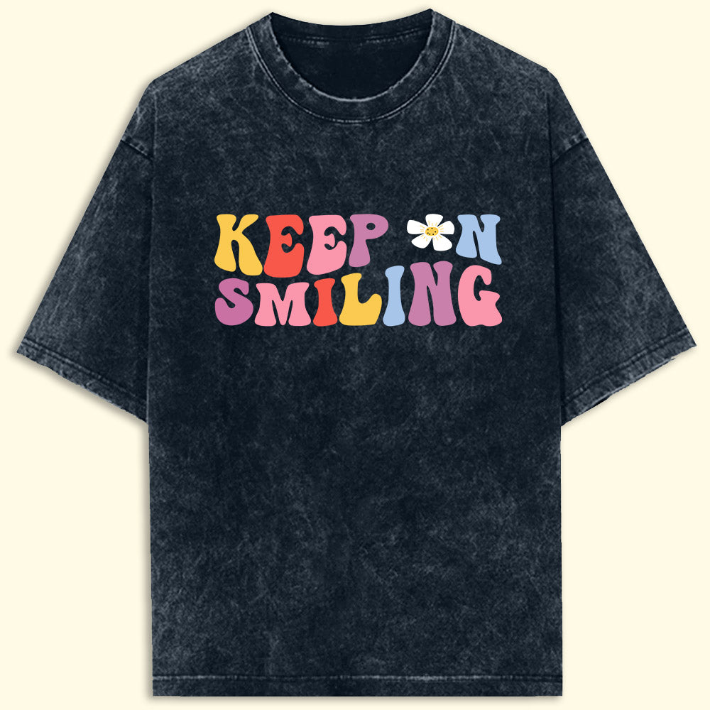 Keep On Smiling Acid Wash Oversized T-Shirt