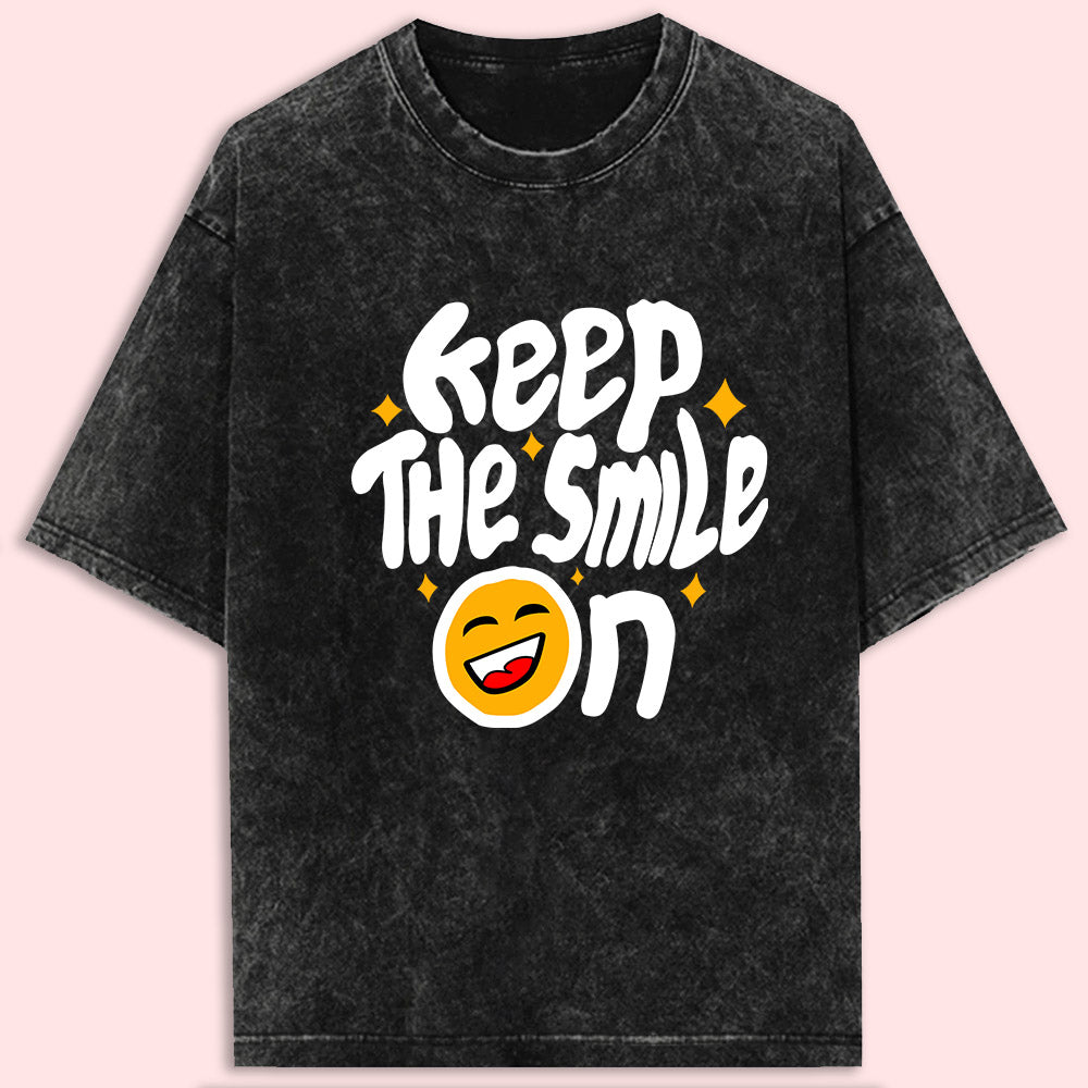 Keep The Smile On Acid Wash Oversized T-Shirt