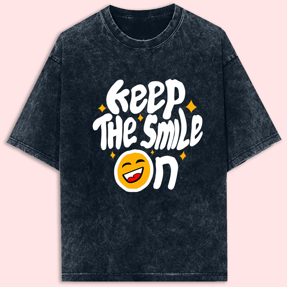 Keep The Smile On Acid Wash Oversized T-Shirt