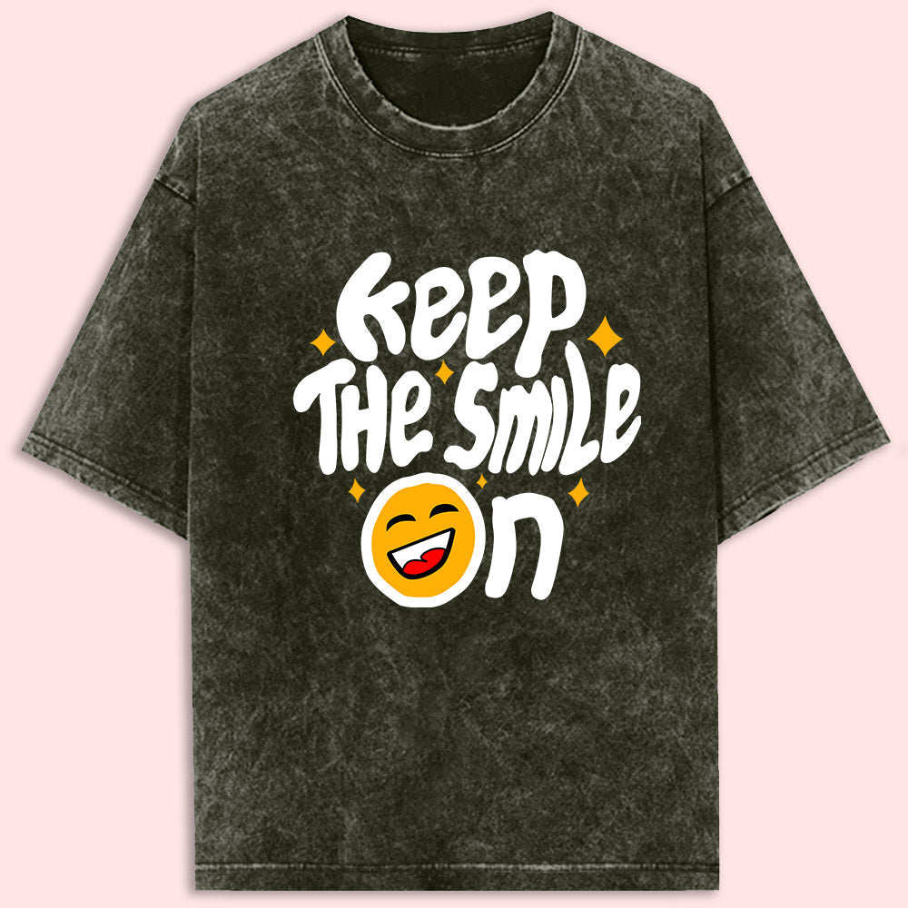 Keep The Smile On Acid Wash Oversized T-Shirt