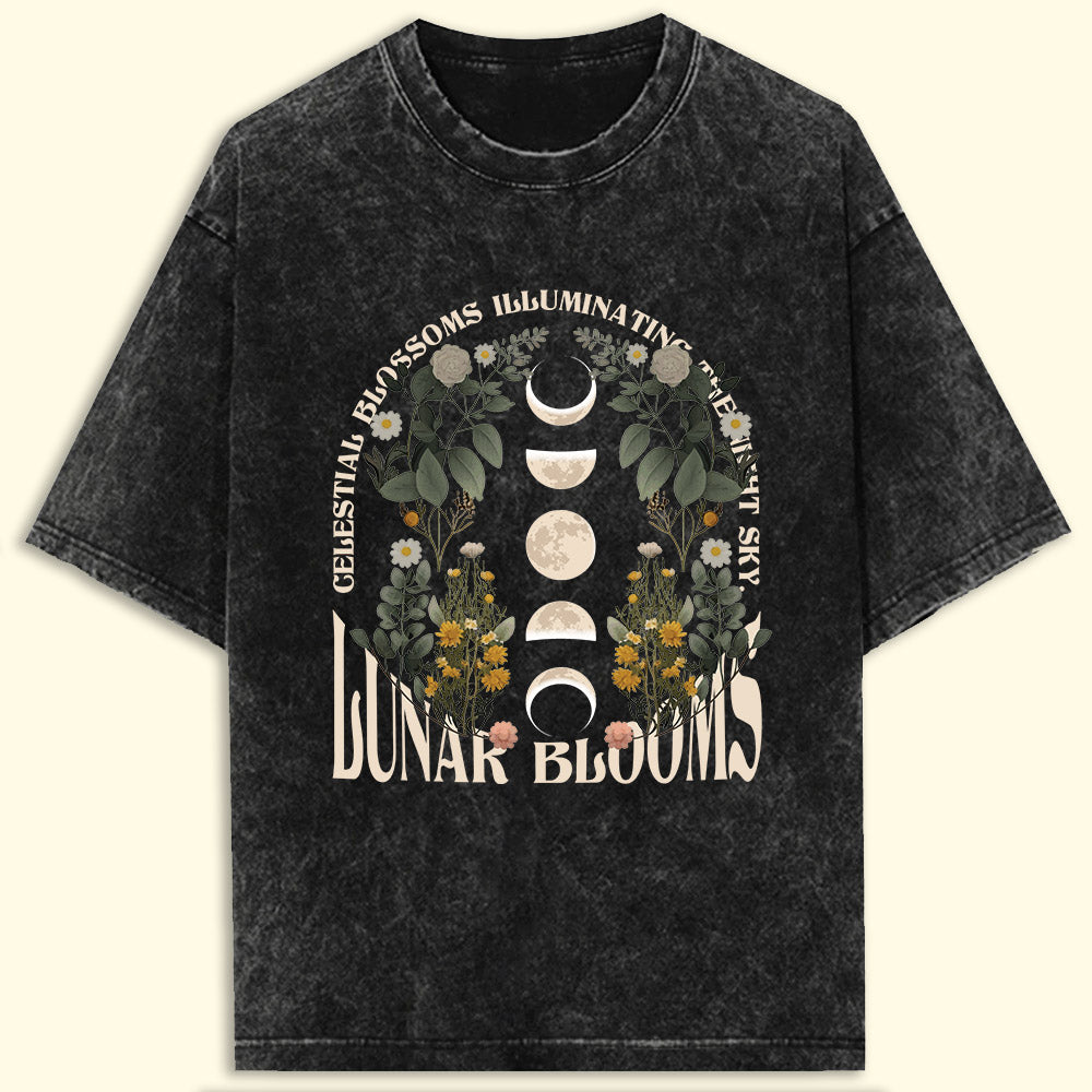 Lunar Blooms Acid Wash Oversized T-Shirt