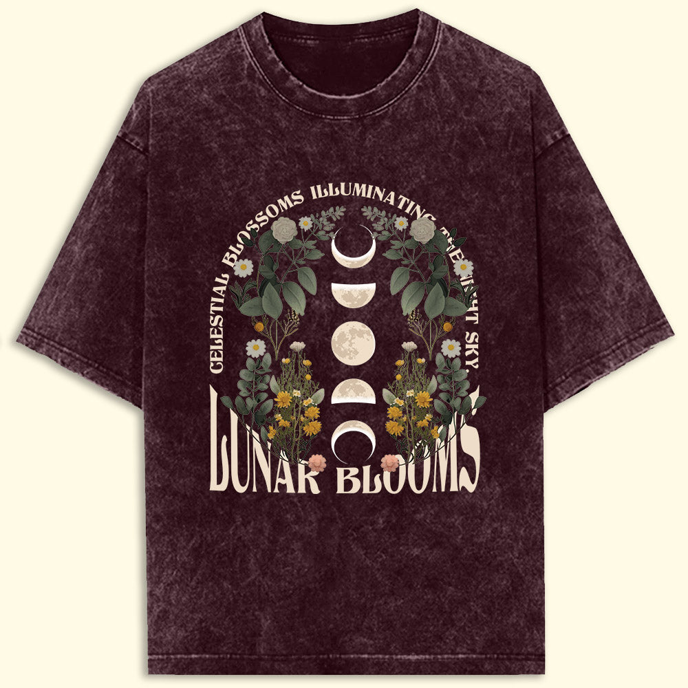 Lunar Blooms Acid Wash Oversized T-Shirt