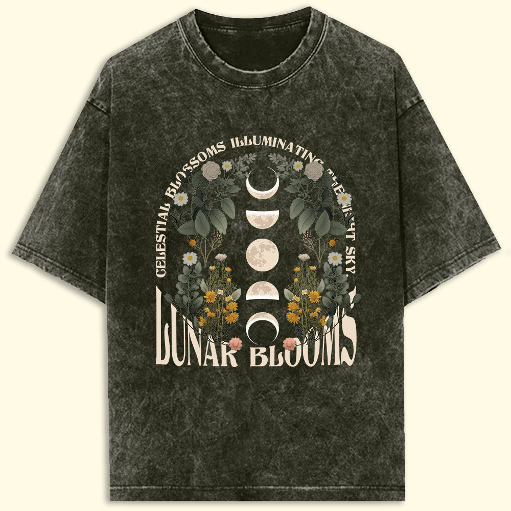 Lunar Blooms Acid Wash Oversized T-Shirt