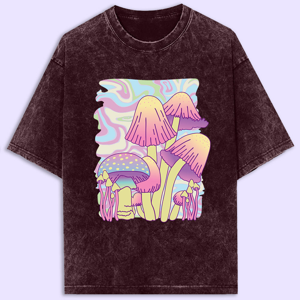 Psychedelic Mushrooms  Acid Wash Oversized T-Shirt