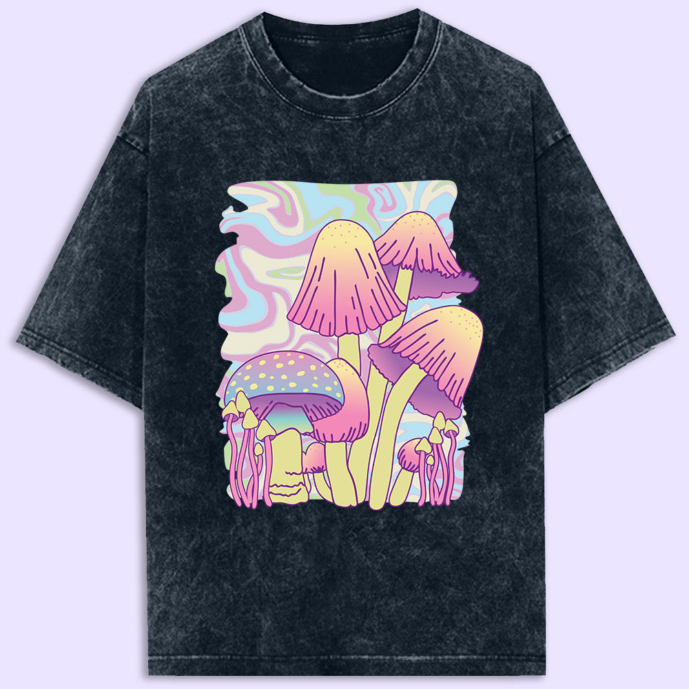 Psychedelic Mushrooms  Acid Wash Oversized T-Shirt