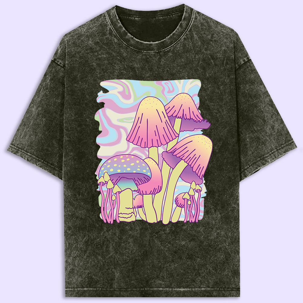 Psychedelic Mushrooms  Acid Wash Oversized T-Shirt