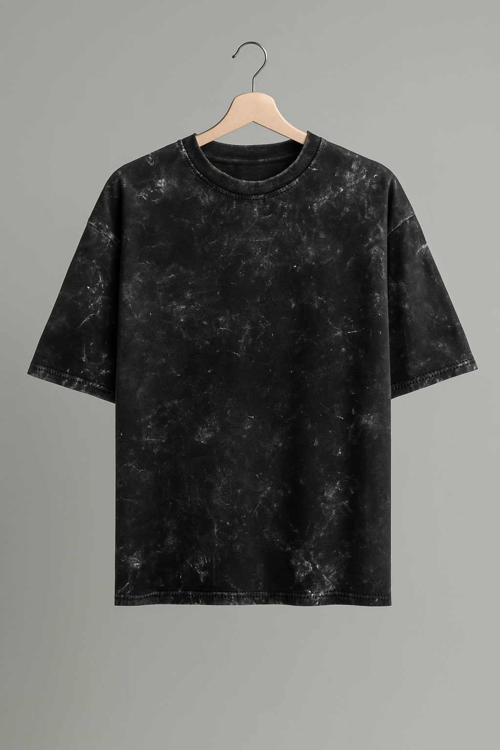 Knock Out  -Skelton skater  Oversized Black Acid Wash Tee