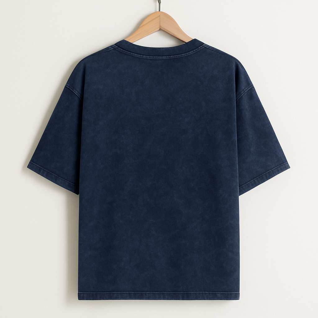 Acid Wash Oversized Tee – Navy Blue