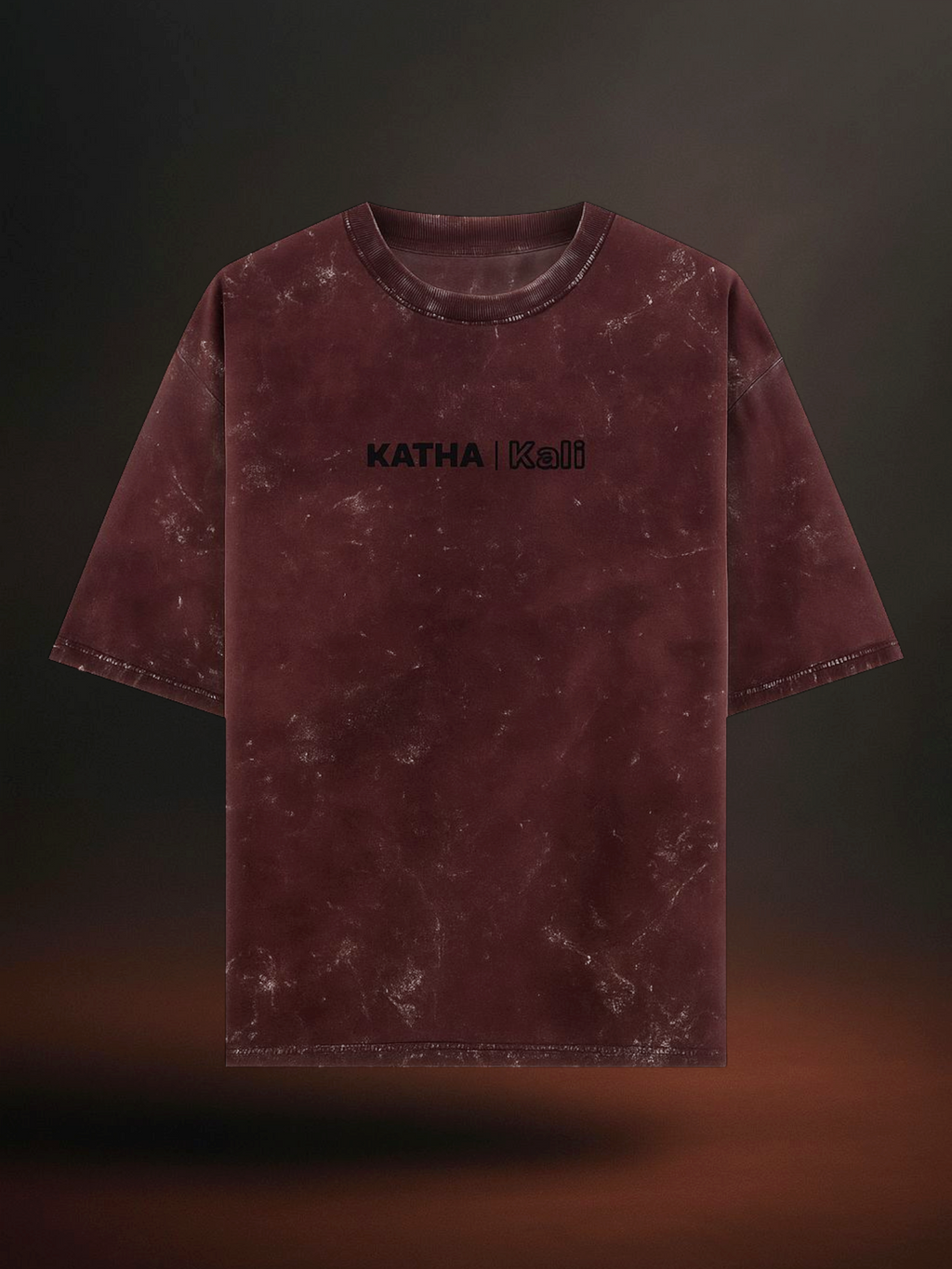 KATHA | KALI – Maroon Acid Wash Oversized Tee