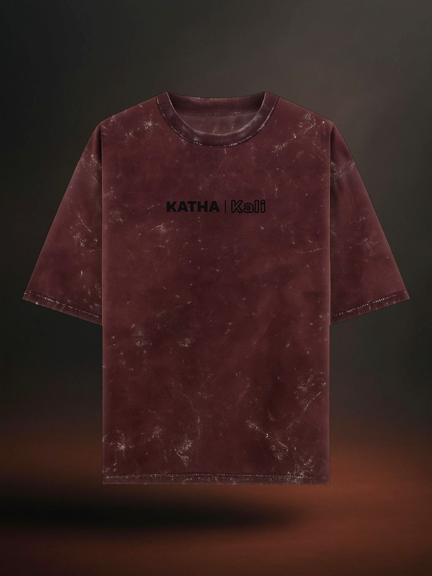 KATHA | KALI – Maroon Acid Wash Oversized Tee