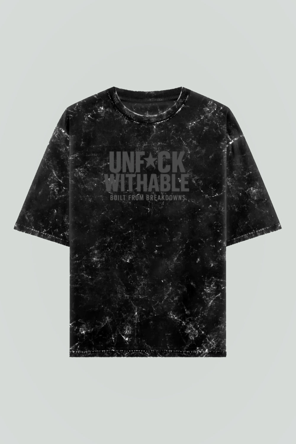UNF*CKWITHABLE - Puff Print   Black Acid Wash