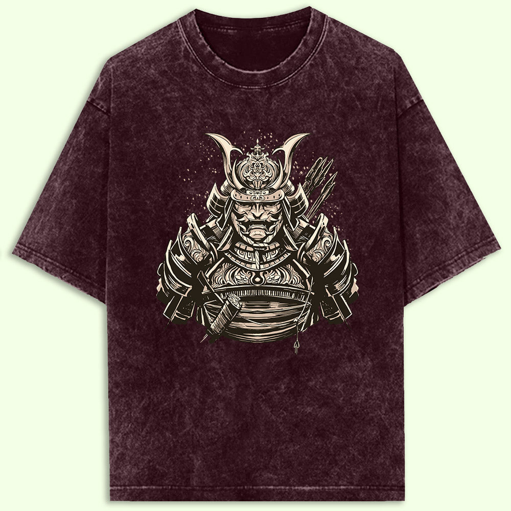 Samurai Warrior Acid Wash Oversized T-Shirt