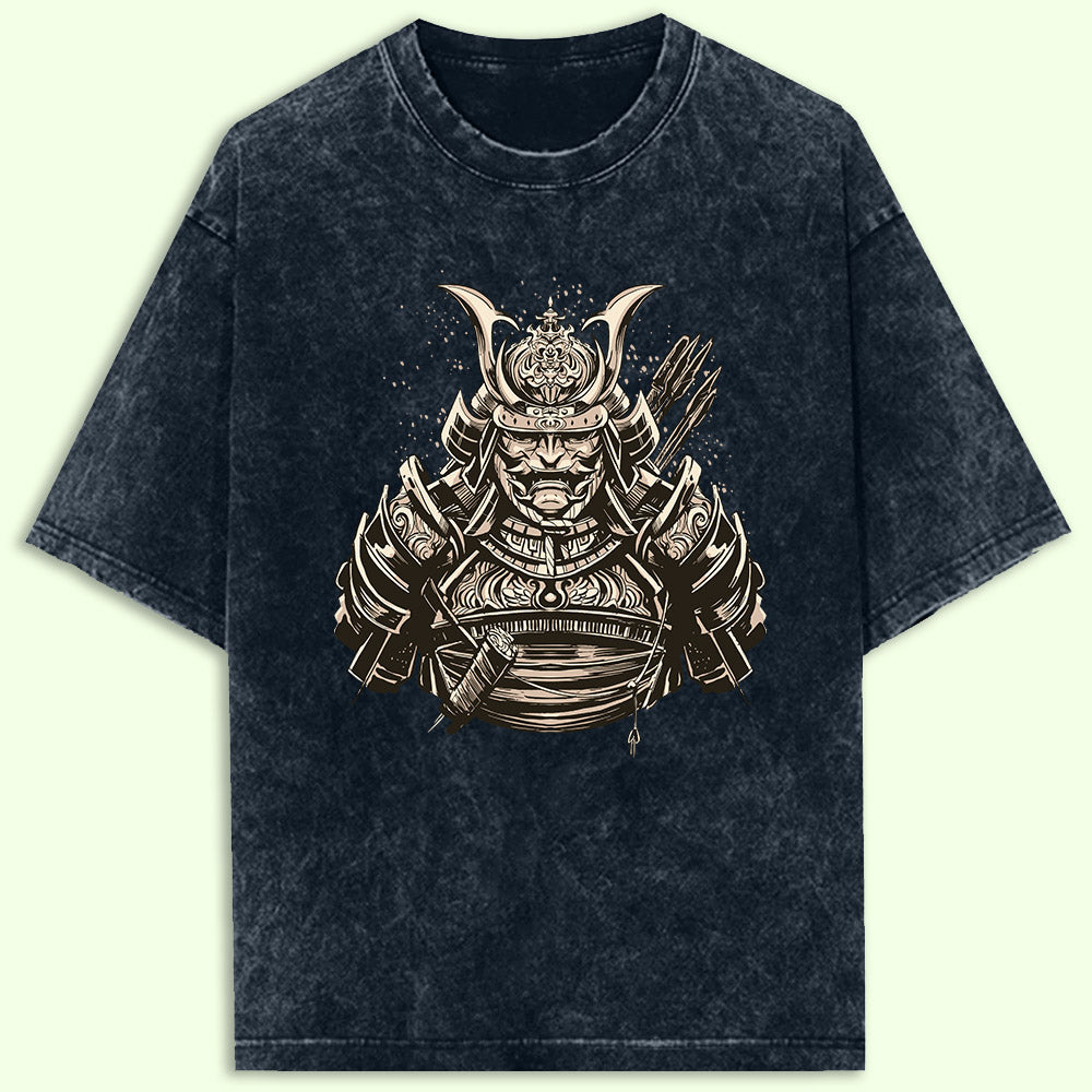 Samurai Warrior Acid Wash Oversized T-Shirt