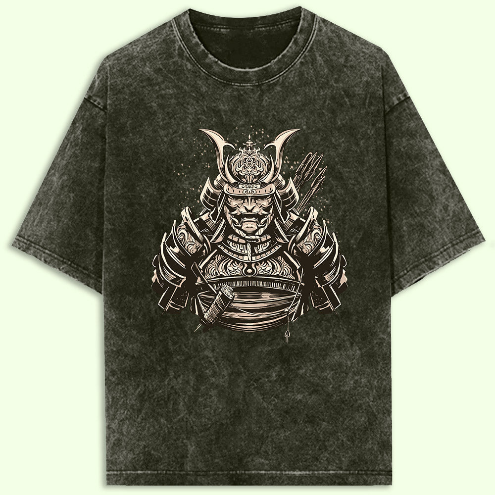 Samurai Warrior Acid Wash Oversized T-Shirt