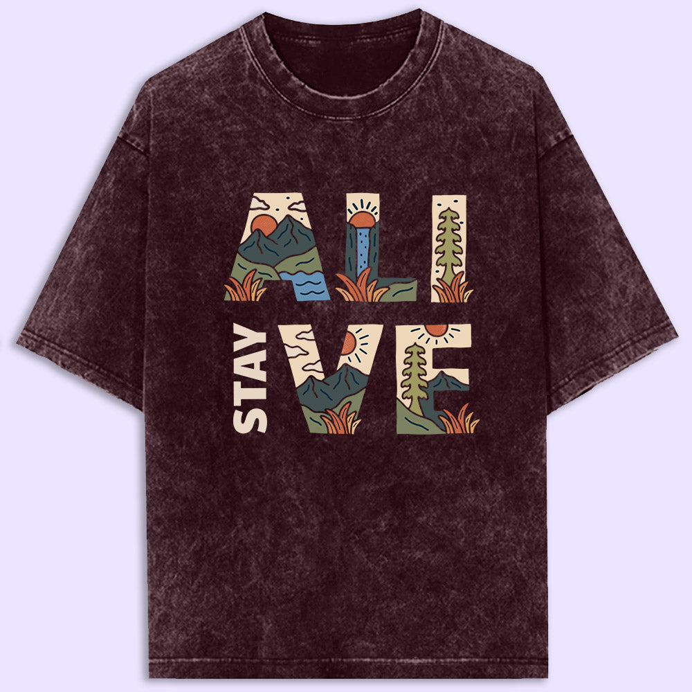 Stay Alive Acid Wash Oversized T-Shirt